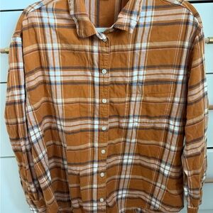 Old Navy Orange Plaid Button-Down Shirt